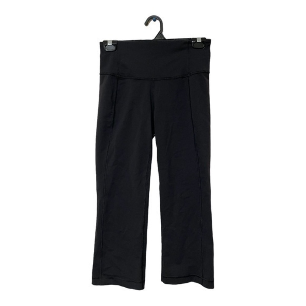 Lululemon Womens Black Cropped Compression Leggings Hem Slit Size 6